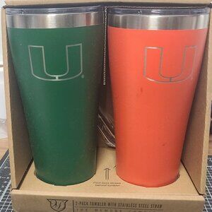 Memory Company University of Miami 2-Pack Tumblers 30oz/Stainless Streel Straws
